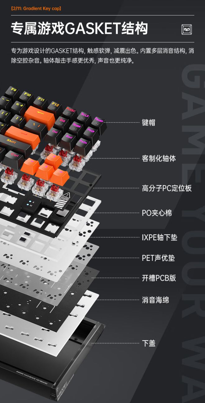 铝合金机械键盘上市首发 299 元瓦力棋牌游戏机械师 K600E(图3)